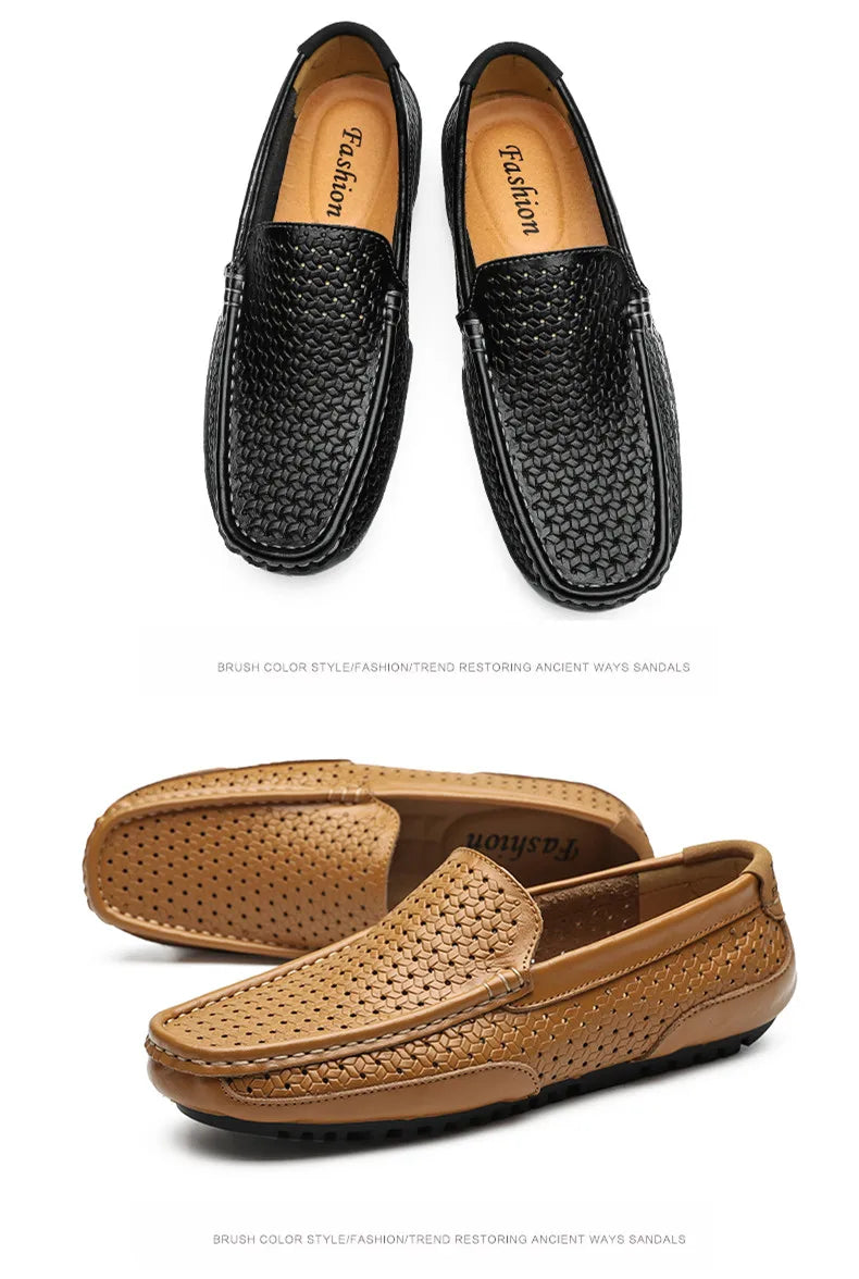 Mocassin Perforé Homme Bleu