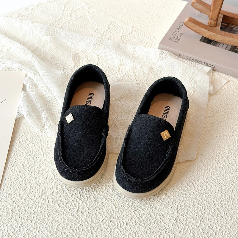Spring Boy's Loafers Sewing Slip-on Handsome Daily Kid's Flat Shoe Solid Colors Anti-slip Fashion Comfy Children Shoes 7-12Y