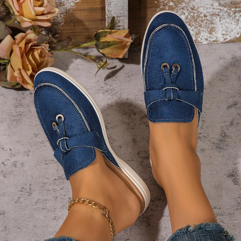 2025 New Casual Flat Bottom Lock Tassel Loafers Fashion Women Single Shoes Brand Metal Buckle Slipper Comfortable Slip on Shoes