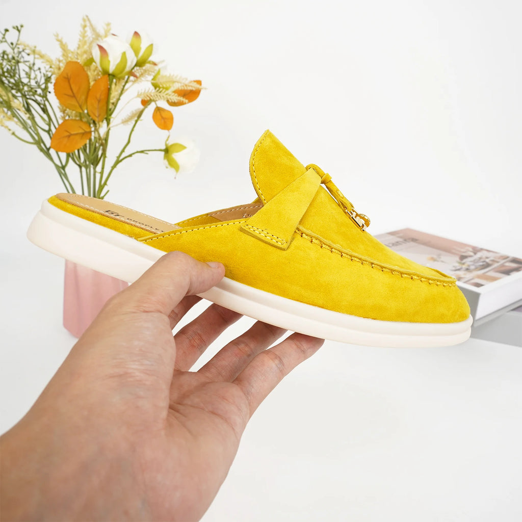 Luxury Designer Tassel Suede Leather Loafers for Women Slip On Slippers Flat Shoes Work Walking Shoes High Quality，GJ Brand 44