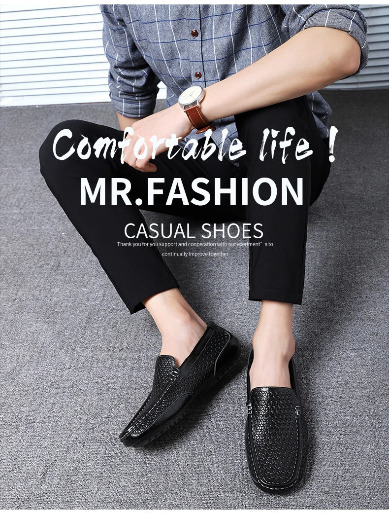 Mocassin Perforé Homme Bleu